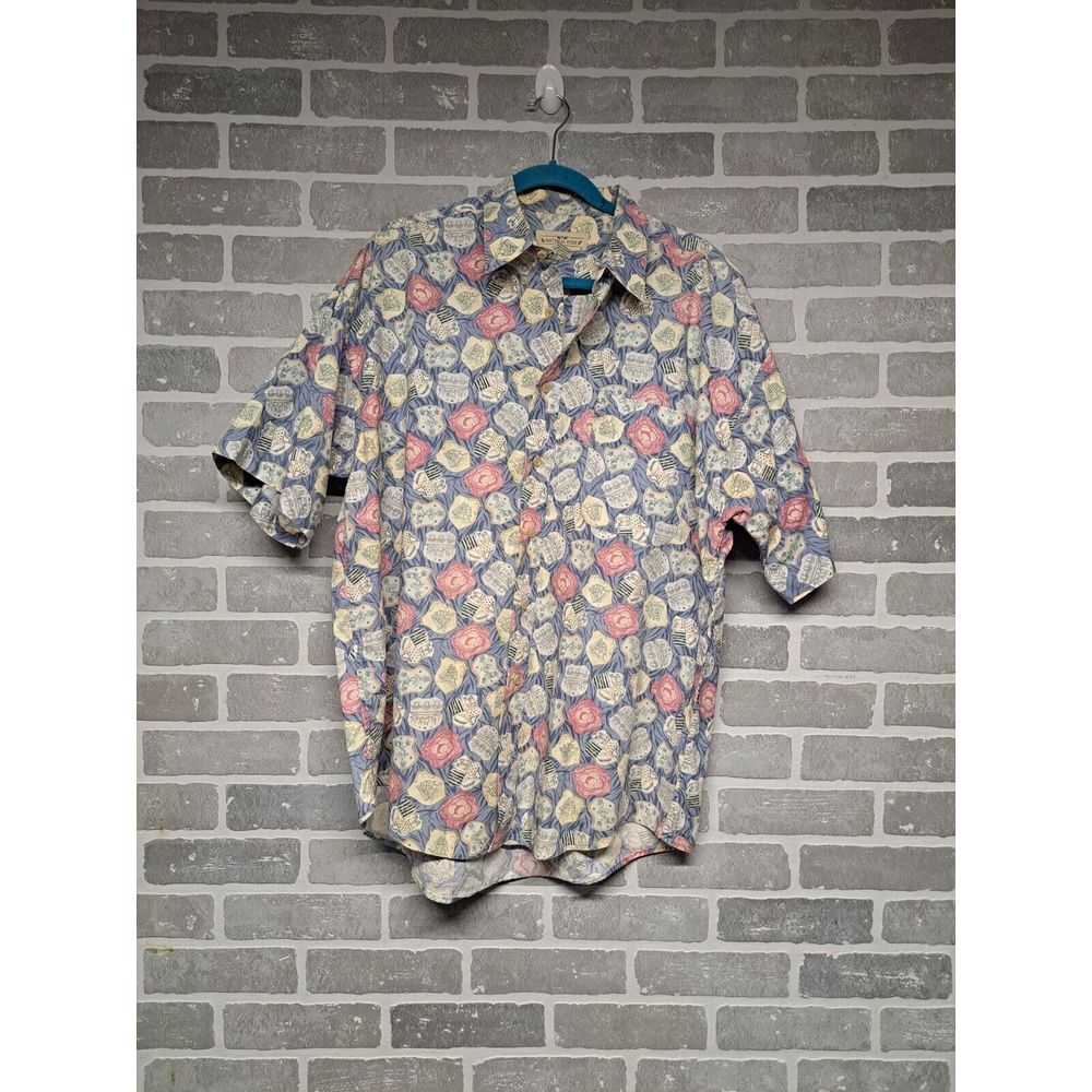 Natural Issue Men's Short Sleeve Button Up Nautical Design Shirt Wrinkle Free XL